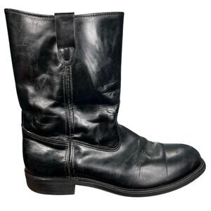 Vintage Double H Men’s Black Leather Roper Cowboy Boots Size US 10.5 D